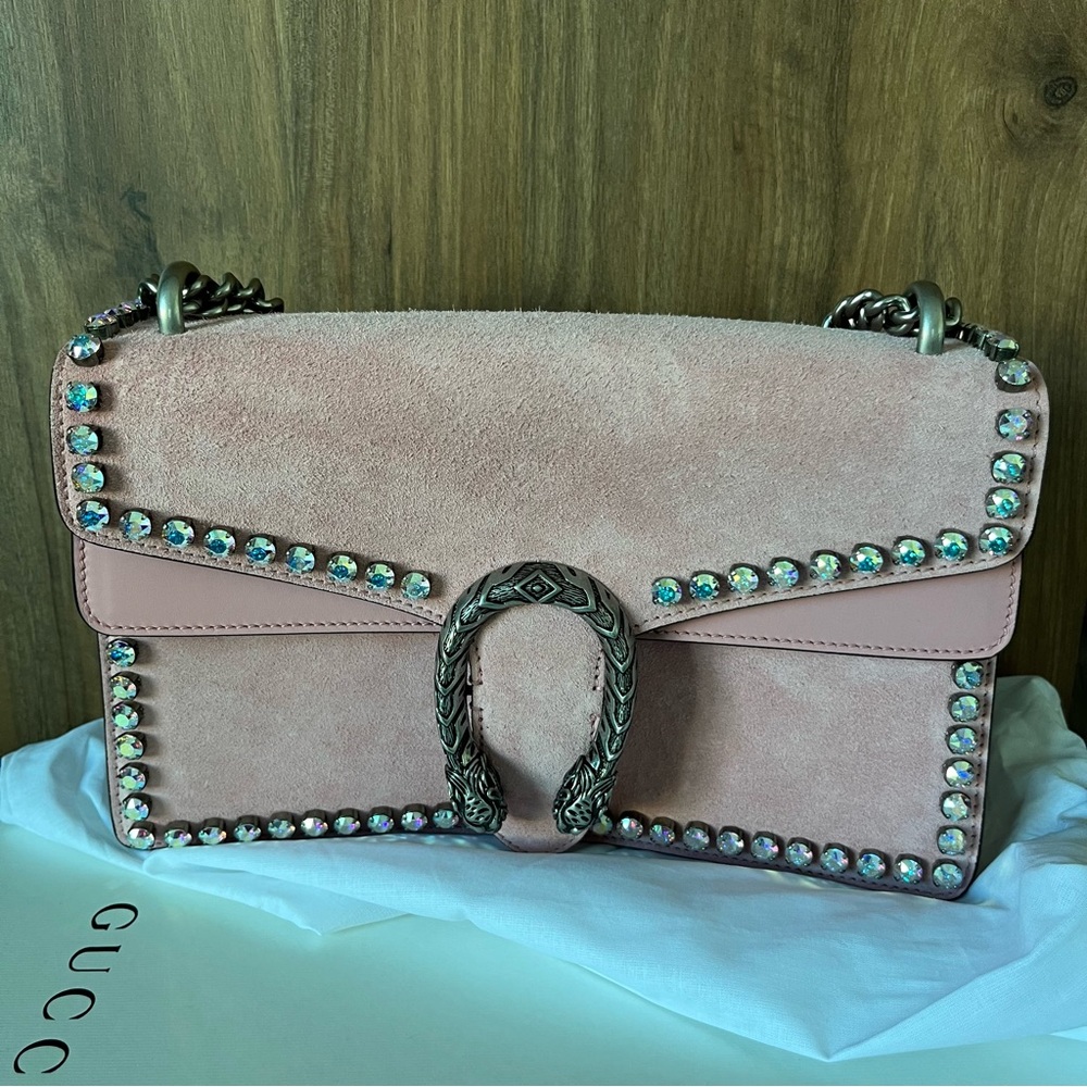 Gucci Dionysus NEW With BOX Small Crystal Light Pink Peony Suede Bag 2018 - Picture 2 of 16